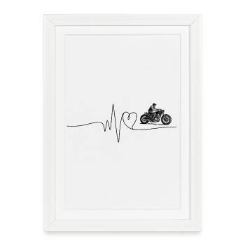 Un battement de cœur pour les motos - Affiche encadrée (27 × 37 cm) - blanc - Devant