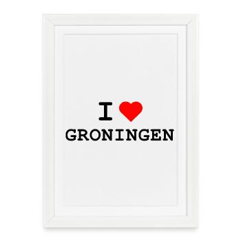Ich liebe Groningen - J’aime Groningue - Affiche encadrée (27 × 37 cm) - blanc - Devant