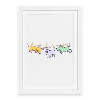 T-shirt pour chien, idée cadeau drôle de corde à linge - Affiche encadrée (27 × 37 cm) - blanc - Devant