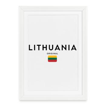 Fierté lituanienne, design minimaliste élégant - Affiche encadrée (27 × 37 cm) - blanc - Devant