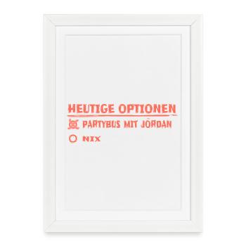 Heutige Optionen Partybus Jördan Grafik - Gerahmtes Poster (27 × 37 cm) - Weiß - Vorne