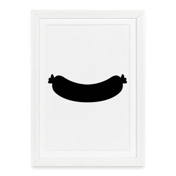Saucisse - Affiche encadrée (27 × 37 cm) - blanc - Devant