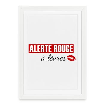 Alerte rouge à lèvres - Affiche encadrée (27 × 37 cm) - blanc - Devant