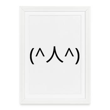 Émotique (^人^) de supplication merci Kaomoji - Affiche encadrée (27 × 37 cm) - blanc - Devant