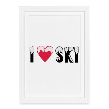 I love Ski - Affiche encadrée (27 × 37 cm) - blanc - Devant