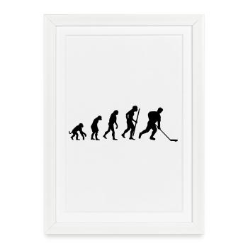 evolution of  hockey_ - Gerahmtes Poster (27 × 37 cm) - Weiß - Vorne