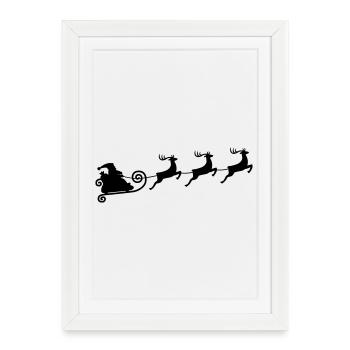 Rentierschlittenfahrt - Gerahmtes Poster (27 × 37 cm) - Weiß - Vorne