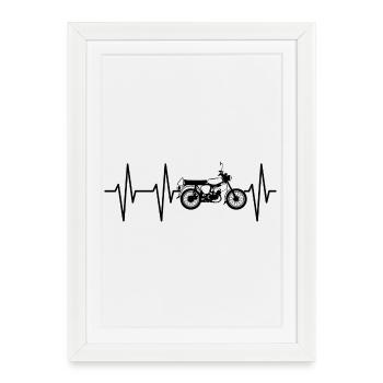 Simson s50 Heartbeat DDR Icône Icône Symbol Pulse - Affiche encadrée (27 × 37 cm) - blanc - Devant