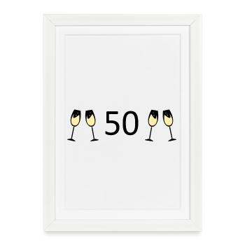 50.Geburtstag 50 Jahre Jubiläum 50 Zahl 50 schwarz - Gerahmtes Poster (27 × 37 cm) - Weiß - Vorne
