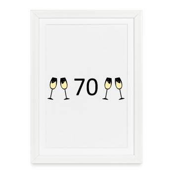 70e anniversaire 70 ans 70 Numéro 70 Noir - Affiche encadrée (27 × 37 cm) - blanc - Devant