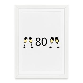 80e anniversaire 80e anniversaire 80 numéro 80 noir - Affiche encadrée (27 × 37 cm) - blanc - Devant