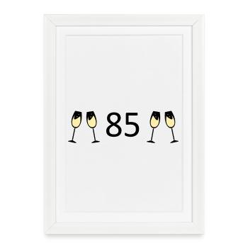 85e anniversaire 85 ans 85 Numéro 85 Noir - Affiche encadrée (27 × 37 cm) - blanc - Devant