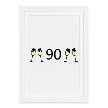 90e anniversaire 90e anniversaire 90 Numéro 90 Noir - Affiche encadrée (27 × 37 cm) - blanc - Devant
