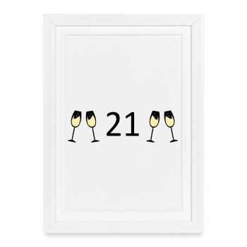 21e anniversaire 21 ans anniversaire 21 ans numéro 21 - Affiche encadrée (27 × 37 cm) - blanc - Devant