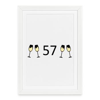 57e anniversaire 57 ans Jubilé 57 Numéro 57 - Affiche encadrée (27 × 37 cm) - blanc - Devant