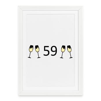 59e anniversaire 59 ans Jubilé 59 Numéro 59 - Affiche encadrée (27 × 37 cm) - blanc - Devant
