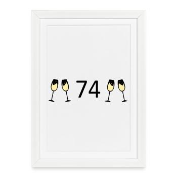 74th Birthday 74 Years Anniversary 74 Number 74 Black - Framed poster (27 × 37 cm) - white - Front
