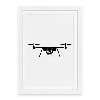 Drone tête de mort (noir) - Affiche encadrée (27 × 37 cm) - blanc - Devant