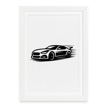Elegant Sports Car Silhouette Design - Framed poster (27 × 37 cm) - white - Front