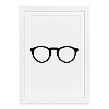 Lunettes - Affiche encadrée (27 × 37 cm) - blanc - Devant