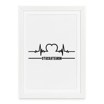 Heartbeat Plasterer Heart ECG Plasterer Women - Framed poster (27 × 37 cm) - white - Front