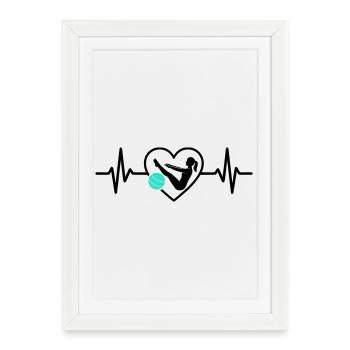 Pilates Heart Femme Silhouette Fitness Training - Affiche encadrée (27 × 37 cm) - blanc - Devant