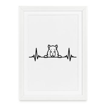 Hamster Heartbeat – Mignon rongeur - Affiche encadrée (27 × 37 cm) - blanc - Devant