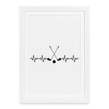 Golf Golf Ball Golf Clubs ECG Heartbeat - Framed poster (27 × 37 cm) - white - Front