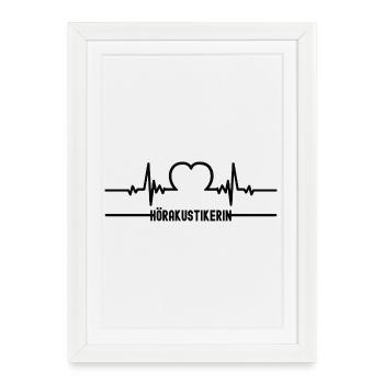 Aides auditives Heartbeat Acoustician Aides auditives cardiaques Acoustique Femmes - Affiche encadrée (27 × 37 cm) - blanc - Devant