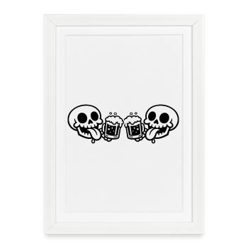 Bière de l’équipe Skeleton - Affiche encadrée (27 × 37 cm) - blanc - Devant