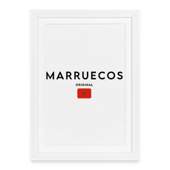 Drapeau du Maroc, design minimaliste élégant - Affiche encadrée (27 × 37 cm) - blanc - Devant