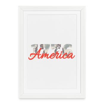 1776 America Script Overlay - Gerahmtes Poster (27 × 37 cm) - Weiß - Vorne