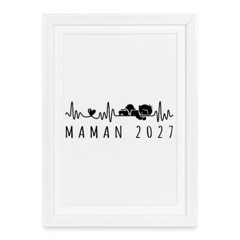 Future Maman 2027 - Bientôt Maman Grossesse - Gerahmtes Poster (27 × 37 cm) - Weiß - Vorne