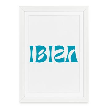 Texte sarcelle IBIZA - Affiche encadrée (27 × 37 cm) - blanc - Devant