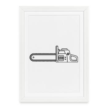 tronçonneuse - Affiche encadrée (27 × 37 cm) - blanc - Devant