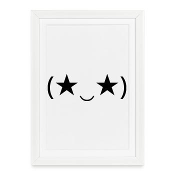 Émote Œil d’Étoile (★‿★) inspire - Affiche encadrée (27 × 37 cm) - blanc - Devant