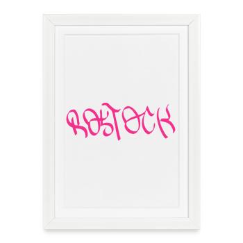 Rostock Graffiti Style T-Shirt - Affiche encadrée (27 × 37 cm) - blanc - Devant
