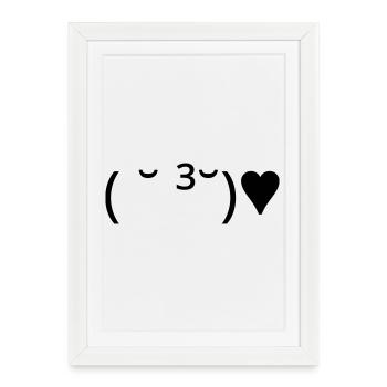 Kiss Emote ( ̆ ³ ̆) ♥ Heart Kaomoji - Framed poster (27 × 37 cm) - white - Front