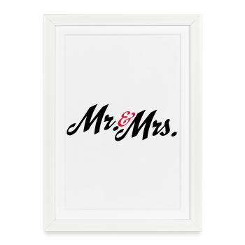 Super design pour les jeunes mariés, M. et Mme - Affiche encadrée (27 × 37 cm) - blanc - Devant