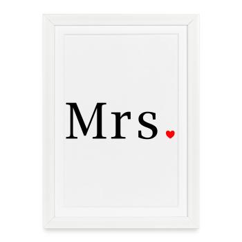 Madame T-shirt Cadeau de mariage Épouse Cœur de mariée - Affiche encadrée (27 × 37 cm) - blanc - Devant