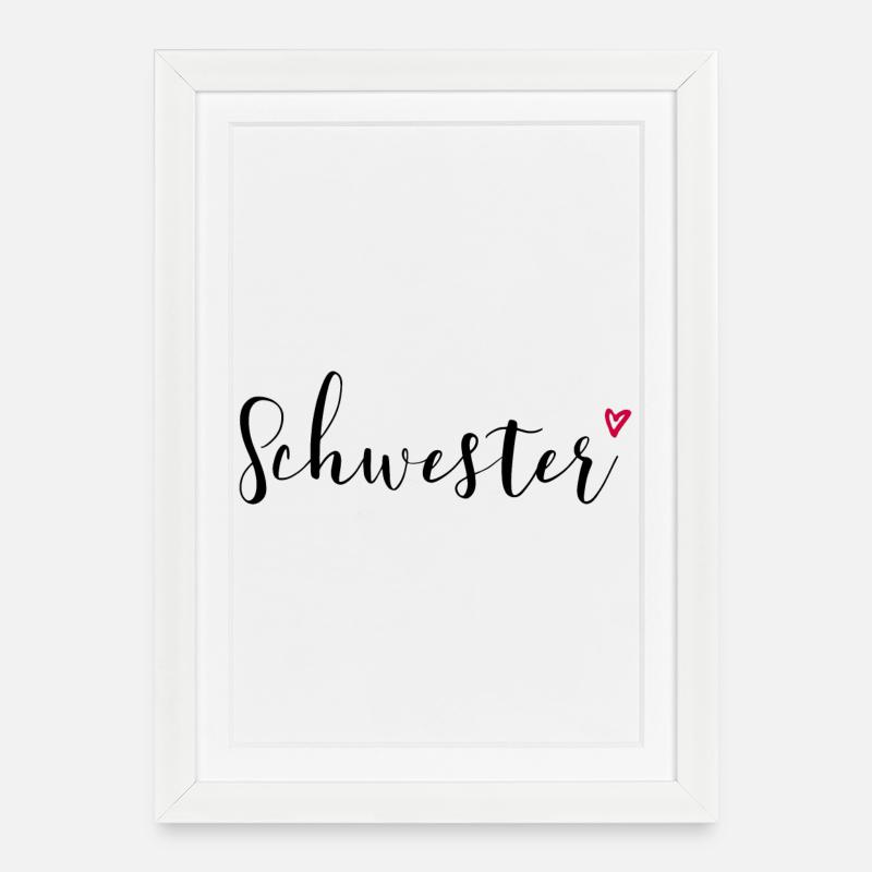 Schwester Herz Geschenkidee - Gerahmtes Poster (27 × 37 cm) - Weiß