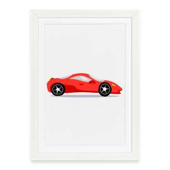 Voiture de sport rouge - Affiche encadrée (27 × 37 cm) - blanc - Devant