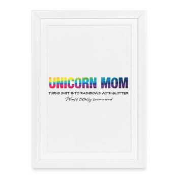 Licorne Maman Foncée - Affiche encadrée (27 × 37 cm) - blanc - Devant