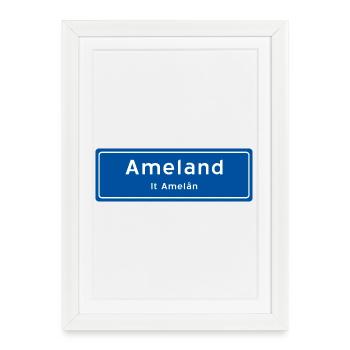 Panneau de nom de lieu d’Ameland - Affiche encadrée (27 × 37 cm) - blanc - Devant