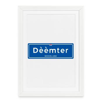 Panneau de nom de lieu Dèèèmter (Deventer) - Affiche encadrée (27 × 37 cm) - blanc - Devant