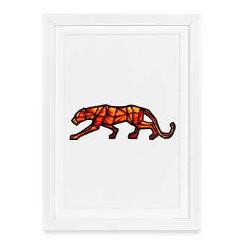 panther fire geometric design - Framed poster (27 × 37 cm) - white - Front