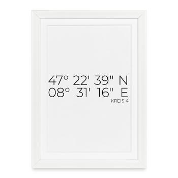 Coordonnées Kreis 4 Zurich - Affiche encadrée (27 × 37 cm) - blanc - Devant