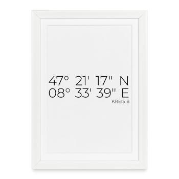 Coordinates District 8 Zurich - Framed poster (27 × 37 cm) - white - Front