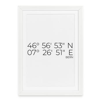Coordonnées Berne - Affiche encadrée (27 × 37 cm) - blanc - Devant