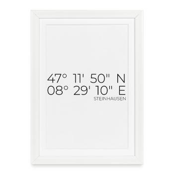 Coordonnées Steinhausen Canton de Zoug - Affiche encadrée (27 × 37 cm) - blanc - Devant